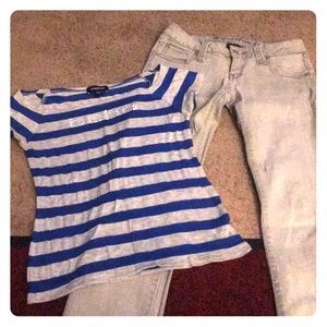 Bebe shirt and jeans